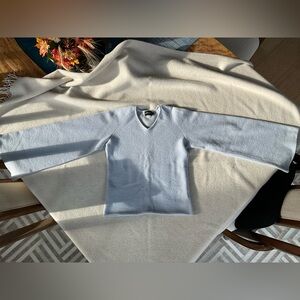 Giorgio Armani light Blue Cashmere and Wool V-Neck Sweater.